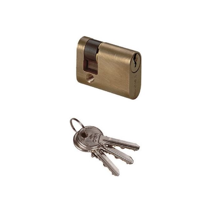 Cisa 08220020 Mezzo Cilindro Ovale 27,7 X 10,3 = 38 Mm Chiave Piatta Cifratura Kd Ottone Satinato