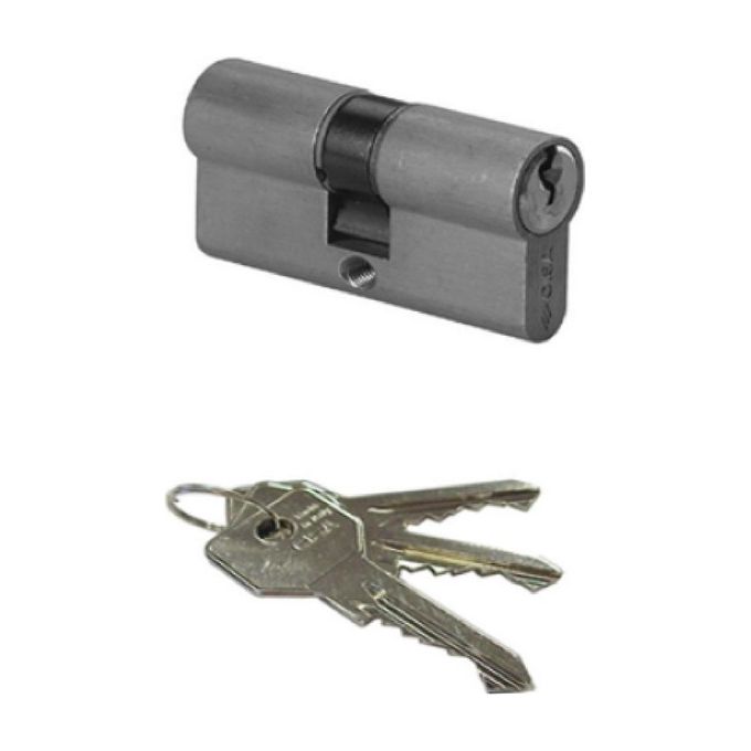 Cisa 0G30008012 Cilindro Sagomato Chiave-Chiave C2000 33 X 30 = 62 Mm Chiave Piatta Cifratura Kd Nichel Satinato