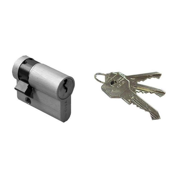 Cisa 0G304020Nk Mezzo Cilindro Sagomato C2000 30 X 10 = 40 Mm Chiave Piatta Cifratura Ka Nichel Satinato