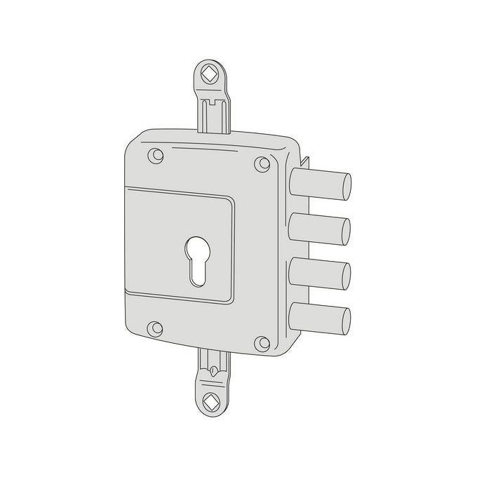 Cisa 56162602 Serratura Applicare A Cilindro Triplice E 64 Sx 4 Catenacci Interasse 32