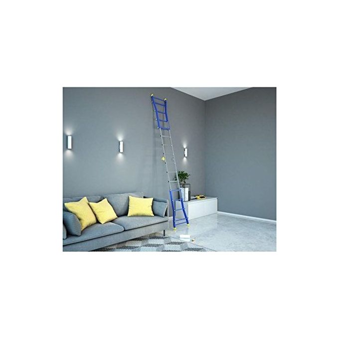 Colombo Scala PRATIC 4+4 In Acciaio-Alluminio Altezza Massima 3,7 M Gradini Zigrinati Piedini Antisdrucciolevoli