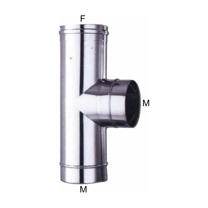ALA 2000 Ala Gomito T Inox 20 per Riscaldamento Accessorio Stufa e Caminetto Made in Italy