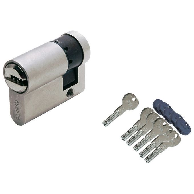 Iseo 82R6030109 Mezzo Cilindro Sagomato R6 Plus 30 X 10 = 40 Mm Chiave Punzonata Cifratura Kd Cromo Satinato