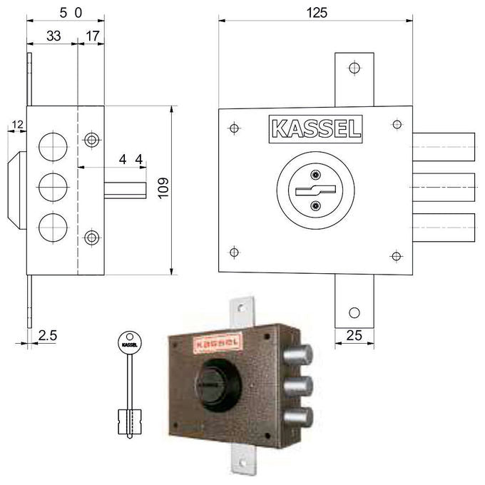 Kassel Serratura Sicurezza Triplice Dx Dm 1201
