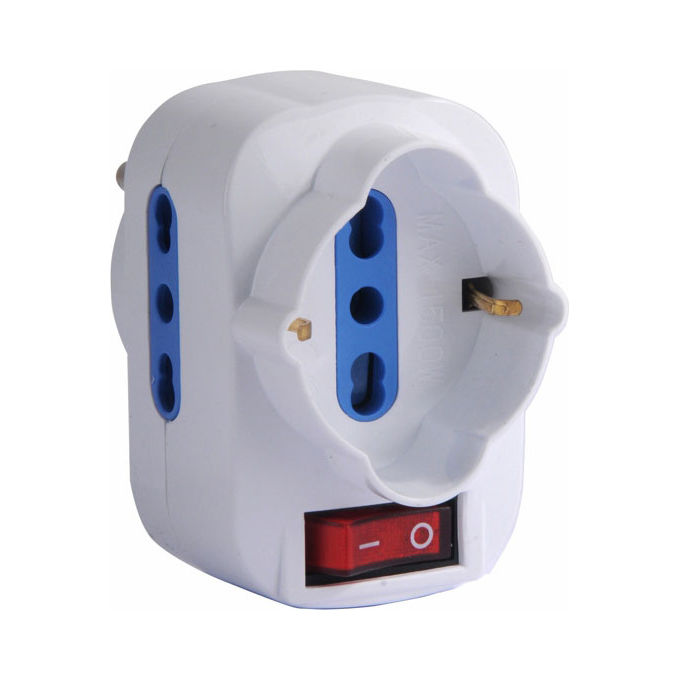 Syntesy 06615 Adattatore Triplo Girevole Bianco BL