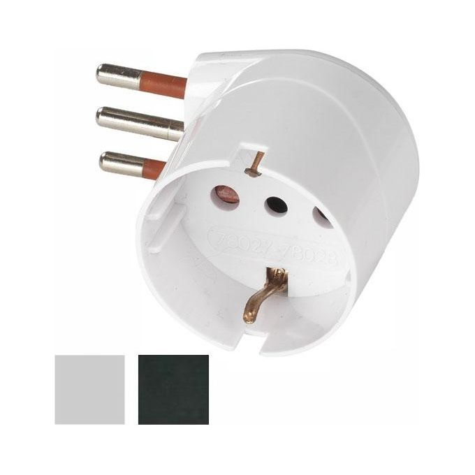 Rosi Adattatore Schuko 10A 2P+T Nero 90^