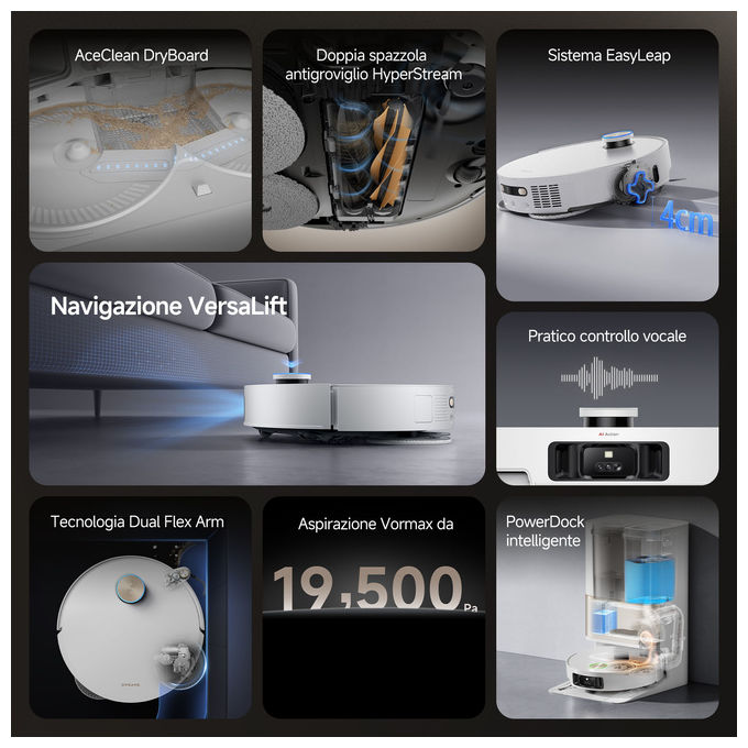 Dreame 8050249748821 L50s Pro Ultra Robot aspirapolvere Navigazione LDS Capacita' 0,25 L autonomia fino a 171 min Funzioni Wi-Fi app mappatura colore Bianco