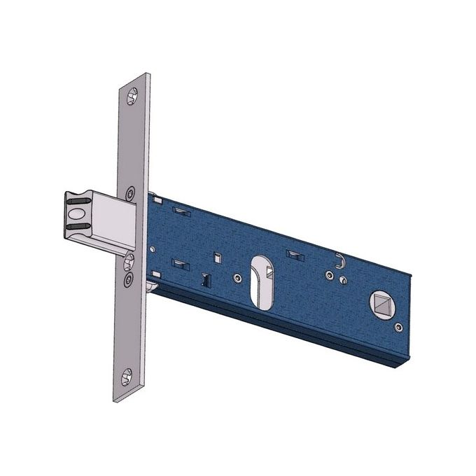Omec 390F22 Serratura Infilare Per Fasce 2 Mandate Cilindro Ovale 60 Laterale Scrocco Con Mandata