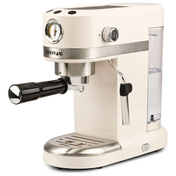 G3 Ferrari G10168 Amarcord- Macchina da caffe' manuale, 1,4 L, 15 bar, 1350 W, compatibile con caffe' macinato e cialde ESE, cappuccinatore, termometro integrato, funzione “Stop”, colore crema