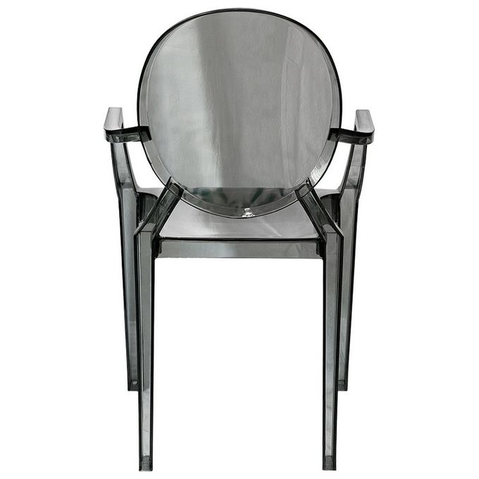Divina Home Set 4 Pz Sedie Trasparenti Grigio Fume Con Braccioli Elizabet