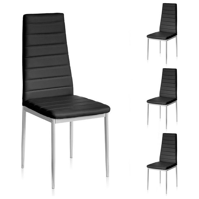 Divina Home Set 4 Pz Sedie In Ecopelle Da Interno Nere