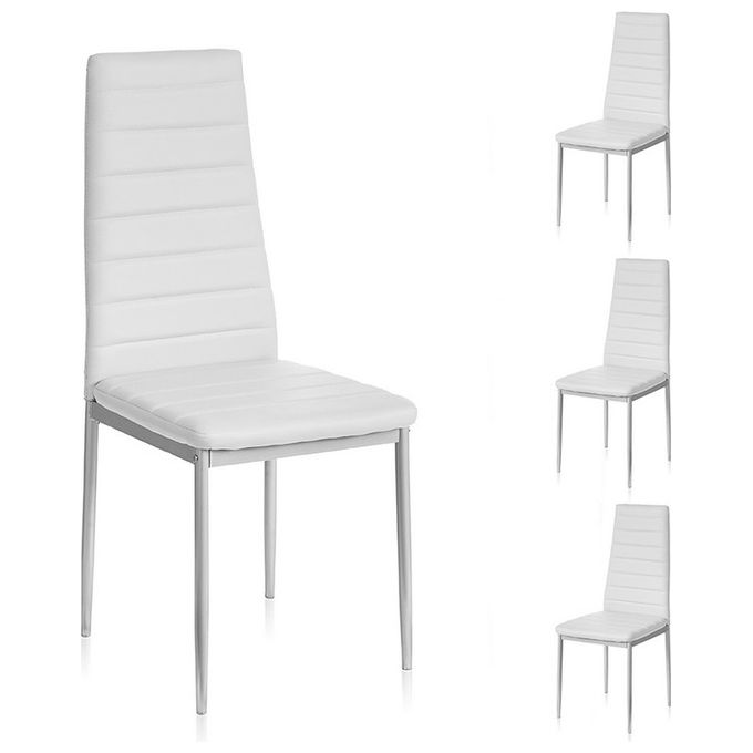 Divina Home Set 4 Pz Sedie In Ecopelle Da Interno Bianche