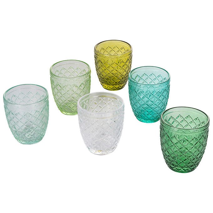 VDE TIVOLI 1996 Castle Set 6 Bicchieri Acqua Greenery In Vetro 275 Ml