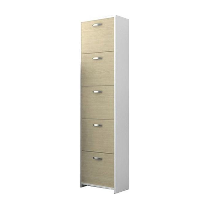 CTF Mobili 85 18 80 Scarpiera Doppia Profondita' 5 Ante Bianco-Olmo
