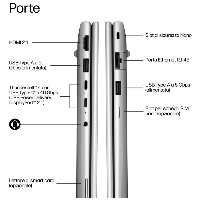 HP DQ6N4AT ProBook 4 G2i Computer portatile Intel Core 7 350 16 GB LPDDR5x 512 GB SSD Wi-Fi 7 Windows 11 Pro colore Argento
