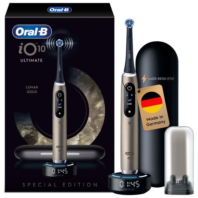 Oral-B 80857438 iO 10 Spazzolino elettrico con display interattivo 10 modalita' autonomia 14 giorni colore Lunar Gold