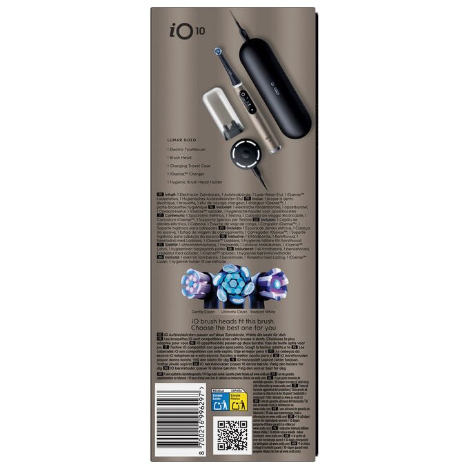 Oral-B 80857438 iO 10 Spazzolino elettrico con display interattivo 10 modalita' autonomia 14 giorni colore Lunar Gold