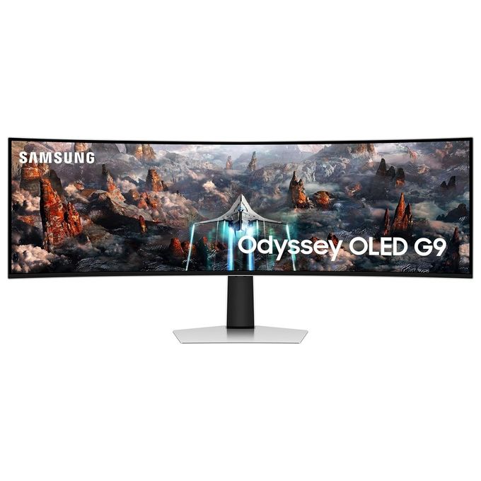 Samsung Monitor Gaming Odyssey OLED G9 (S49CG934), Curvo (1800R), 49'', 5120x1440 (DQHD), 32:9, HDR10+, OLED, 240Hz, 0,03ms (GtG), Compatibilita' G-Sync, Micro HDMI, USB 3.0, DP, Casse