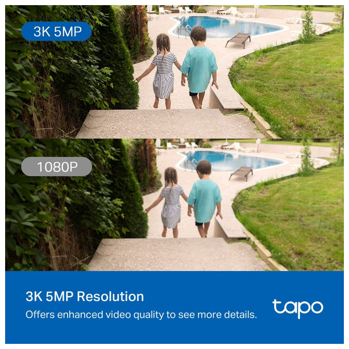 TP-Link TAPO C530WS Telecamera di Sicurezza IP Esterna con Risoluzione 3K 5MP Angolo di Visione 360° Audio Bidirezionale e Visione Notturna a Colori colore Bianco