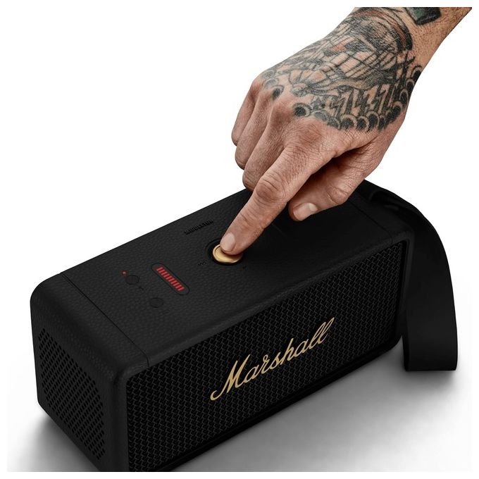 Marshall Altoparlante Bluetooth Middleton Portatile Nero Ottone IP67 Fino a 20 Ore di Riproduzione Audio Impermeabile Alta Fedelta'