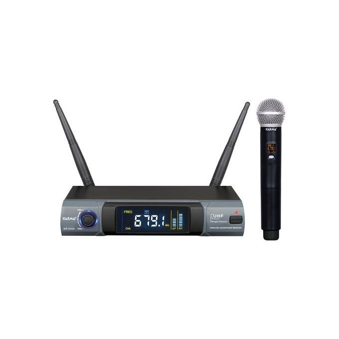 Karma Kit Microfono Set Palmare Uhf Nero e Grigio