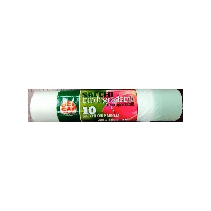 Gel Sac Confezione 10 Sacchi Pattumiera Biodegradabili e Compostabili per Raccolta Differenziata cm 42x45
