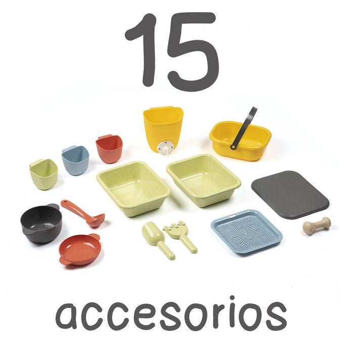 Smoby 3032168402089 Smoby Life Cucina da Gioco con Acqua e Sabbia 15 Accessori (72x36x99 cm) colore Multicolore