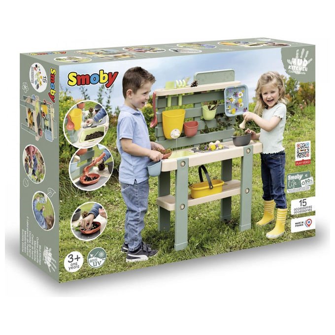 Smoby 3032168402089 Smoby Life Cucina da Gioco con Acqua e Sabbia 15 Accessori (72x36x99 cm) colore Multicolore