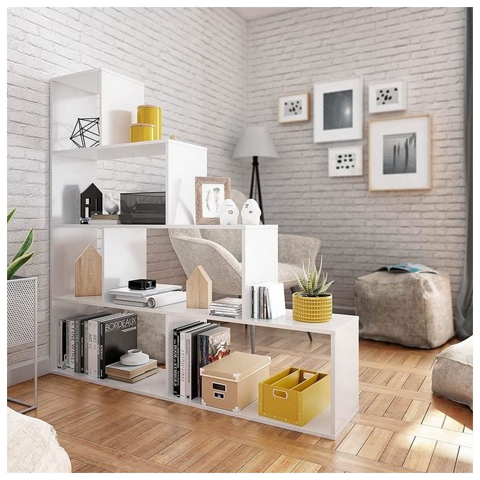 Libreria da terra Kafka A03 con 6 scomparti 145x29x145  Bianco