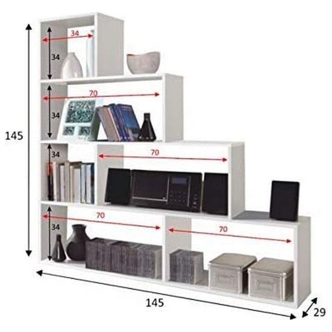 Libreria da terra Kafka A03 con 6 scomparti 145x29x145  Bianco