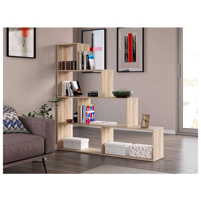 Libreria divisoria da terra Kafka S01 con 6 scomparti 145x29x145 Rovere spazzolato