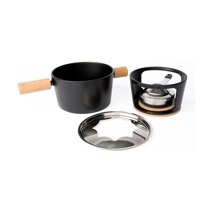 Stöckli Set Fonduta in Ghisa 1.8 L con 6 Forchette Nero