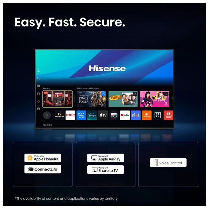 Hisense 85E79SPRO Smart TV 85'' QLED 4K Ultra HD 144 Hz Dolby Vision IQ VIDAA colore Nero