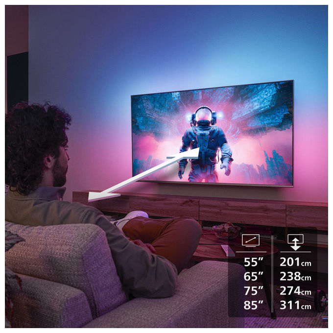 Philips 85MLED910-12 TV QD-Mini LED 4K Ultra HD Smart TV Wi-Fi 85'' Ambilight colore Nero