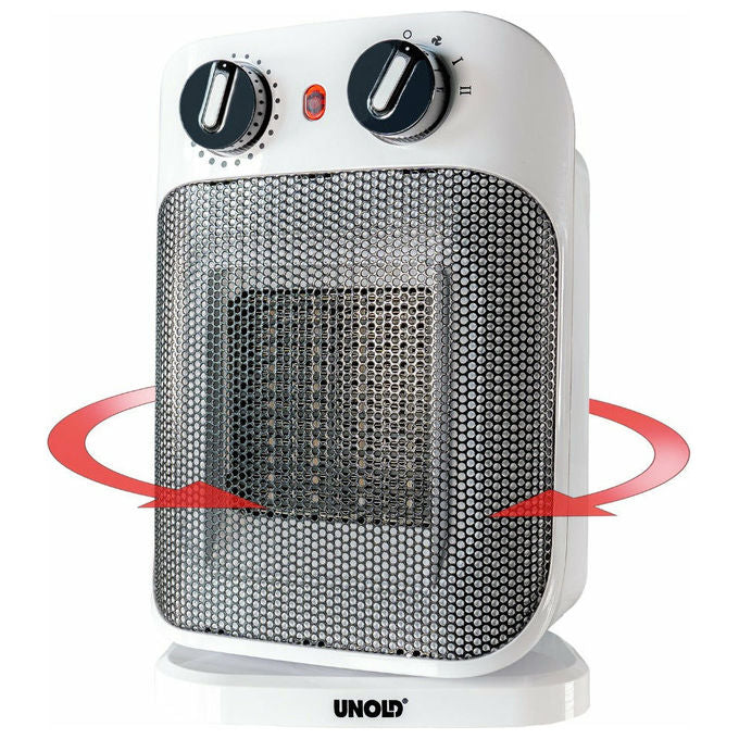 Unold 86460 Riscaldatore Ambiente Elettrico con Ventilatore Ceramica 1800 W Oscillante 70° Spegnimento Automatico e Termostato Regolabile colore Nero Bianco