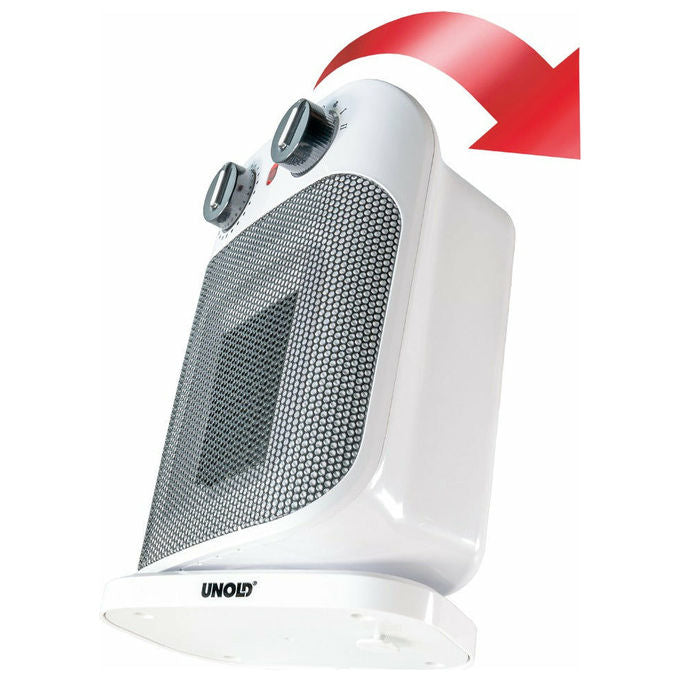 Unold 86460 Riscaldatore Ambiente Elettrico con Ventilatore Ceramica 1800 W Oscillante 70° Spegnimento Automatico e Termostato Regolabile colore Nero Bianco