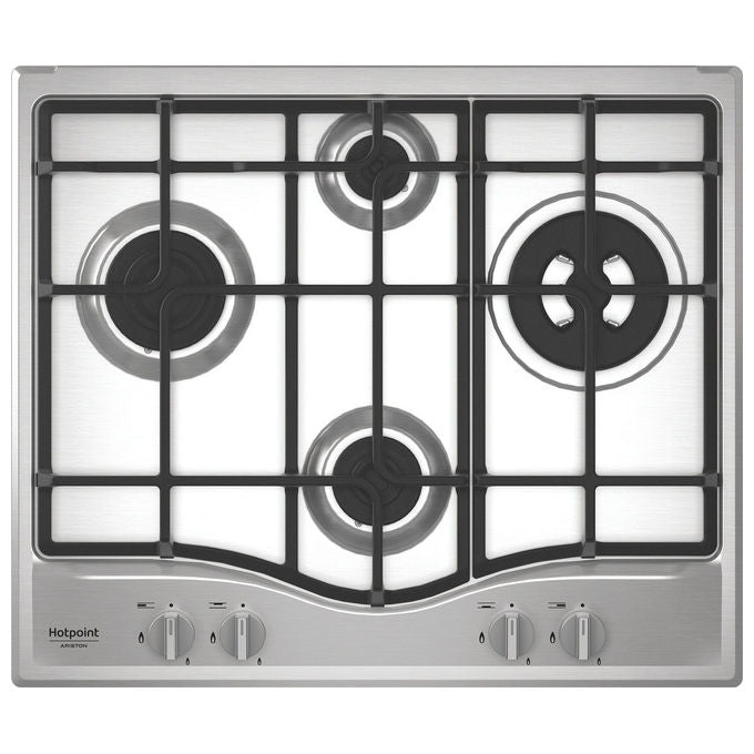Hotpoint 869991734490 PCN R641N T-IX-HA Piano cottura Gas 60 cm 4 fuochi di cui 1 tripla corona griglie in ghisa lavabili in lavastoviglie colore Acciaio inox