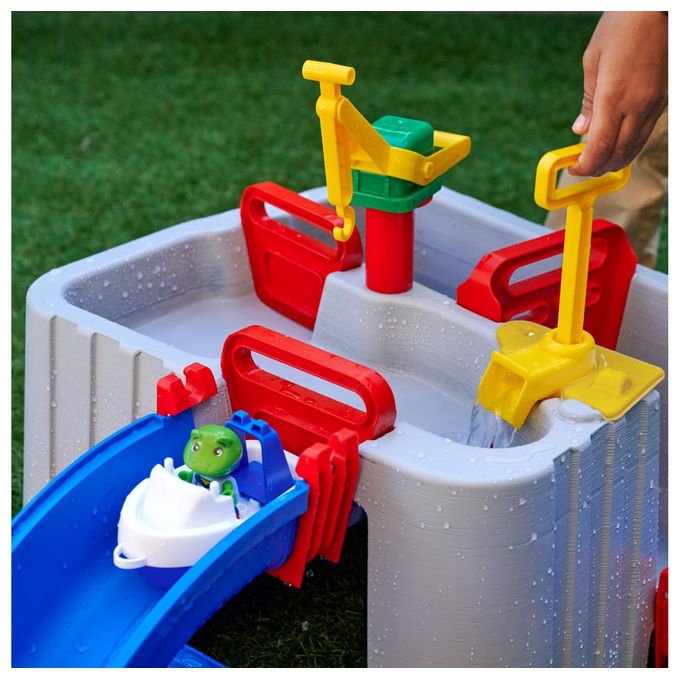 Aquaplay 8700001543 Harbour Set di giochi d'acqua con 3 barche 2 personaggi pompa d'acqua sistema di chiuse 63 pezzi colore Blu Grigio