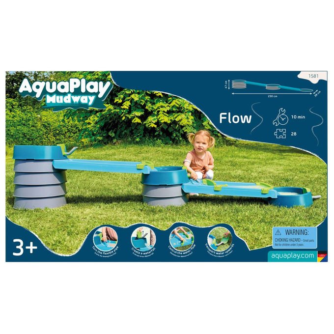 Aquaplay 8700001581 Mudway FLOW Set di giochi d'acqua per bambini da 3 anni con flusso regolabile e chiusa espandibile colore Combinata