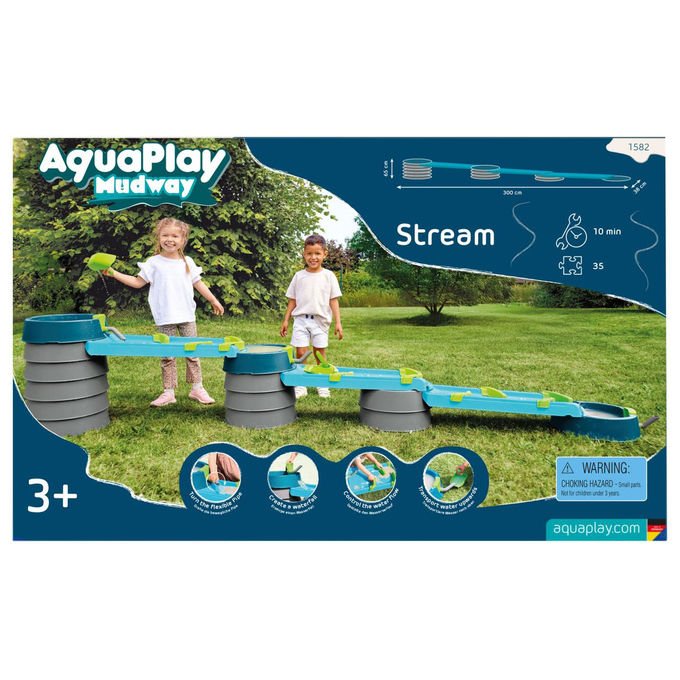 BIG 8700001582 AquaPlay Mudway STREAM Sistema di Gioco con Canali d'Acqua Lunghezza 300 cm colore Blu Grigio