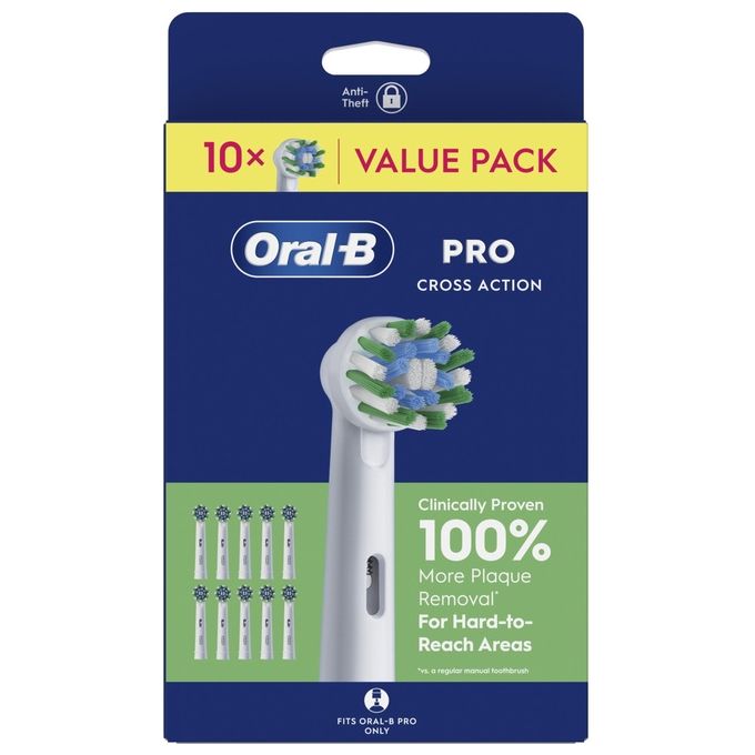 Oral-B EB50RX Pro Cross Action Testine per Spazzolino 10 Pezzi Setole a X Indicatore Usura colore Bianco