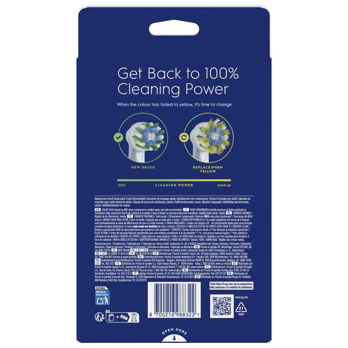 Oral-B EB50RX Pro Cross Action Testine per Spazzolino 10 Pezzi Setole a X Indicatore Usura colore Bianco