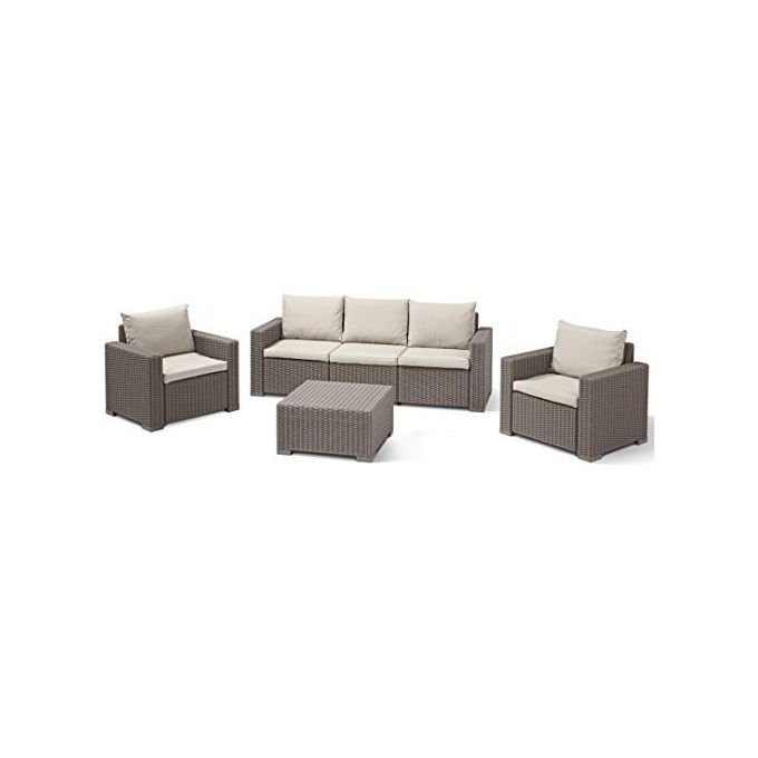 Keter California Sofa 3 Posti Con Cuscini Cappuccino