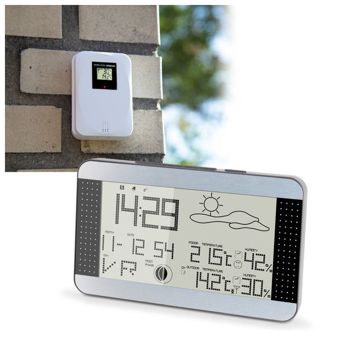 Alecto 8712412533152 WS-1700 Stazione Meteorologica con Sensore Esterno Wireless Display LCD 19,6 cm (7.7'') colore Nero Argento