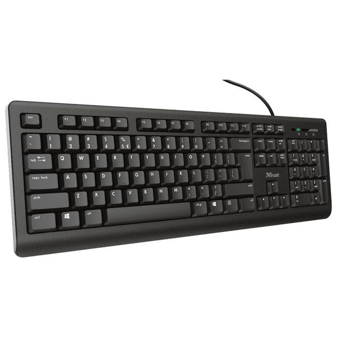 Trust 8713439239843 TK-150 Tastiera Cablata Silenziosa Layout UK 104 Tasti con Tastierino Numerico Resistente agli Schizzi Cavo 180 cm colore Nero