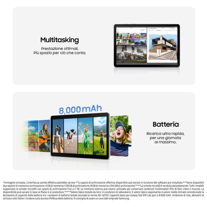 Samsung 8806097638612 Galaxy Tab S10 Lite Tablet Android 15 256 GB 8 GB RAM 10.9'' 90 Hz colore Grigio