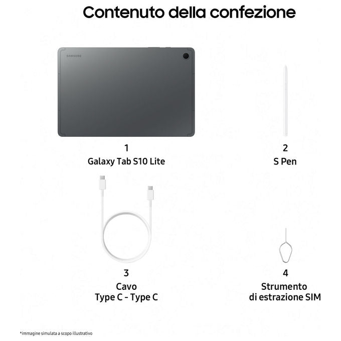 Samsung 8806097638612 Galaxy Tab S10 Lite Tablet Android 15 256 GB 8 GB RAM 10.9'' 90 Hz colore Grigio