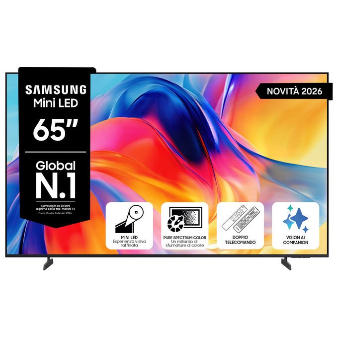 Samsung UE65M70HAUXZT Smart TV Mini LED 65'' 4K HDR10+ Tizen Wi-Fi 5 20W Classe F colore Nero