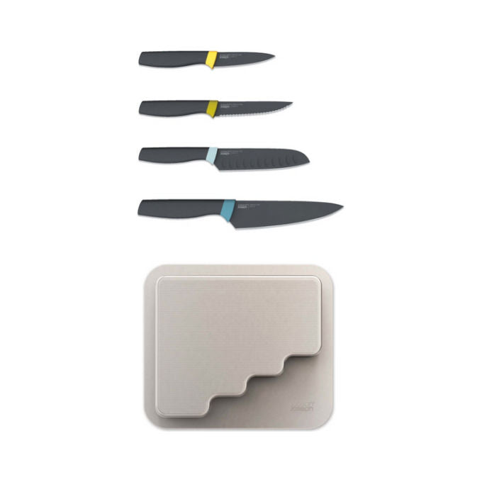 Joseph Joseph 5028420103038 Doorstore Set di Coltelli da Cucina 4 Pezzi Acciaio Inossidabile Plastica colore Opal