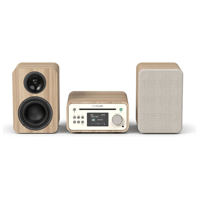 Pure Micro Stereo DAB+ FM CD Bluetooth USB AUX Bianco Quercia